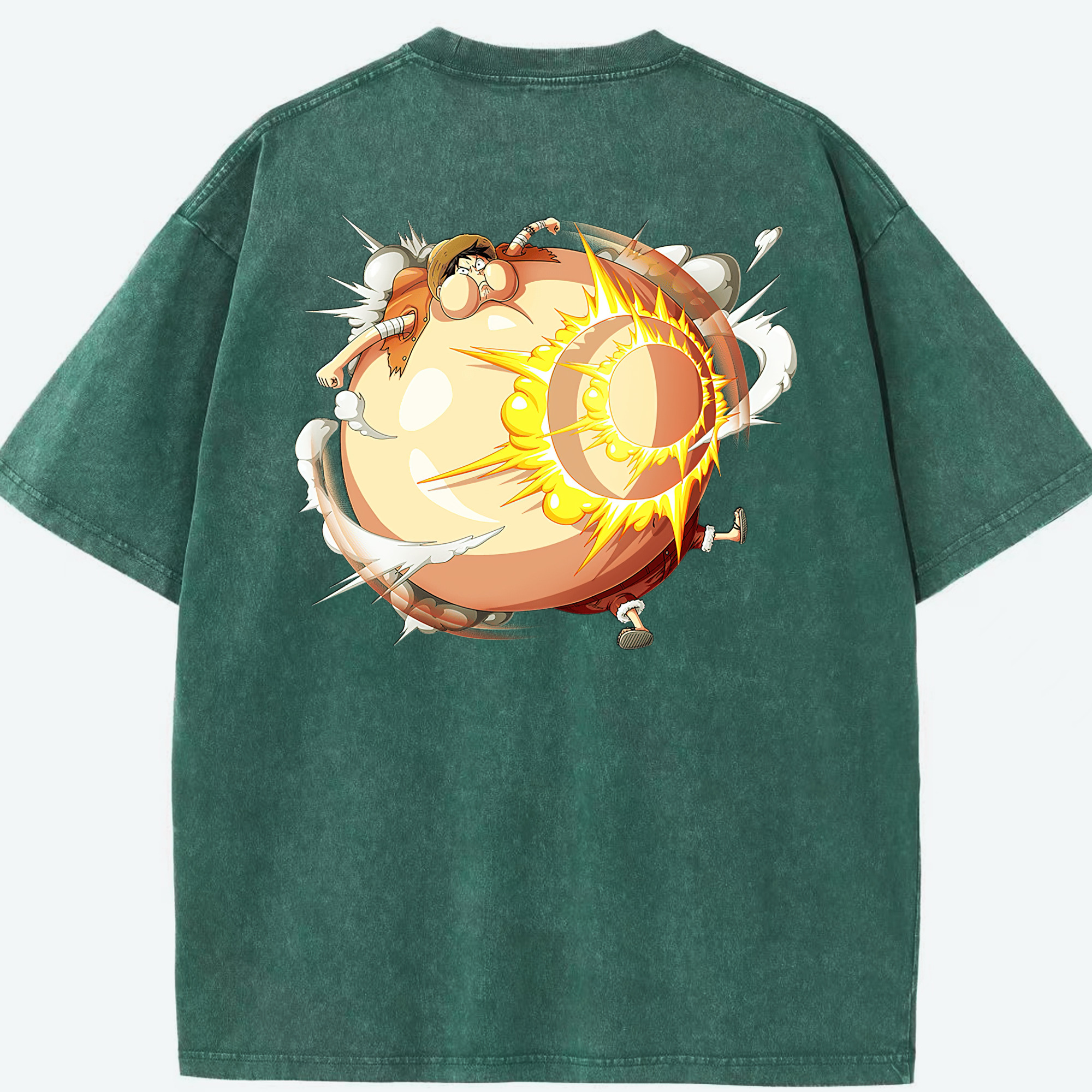 ワンピース モンキー・D・ルフィ ONE PIECE Monkey D. Luffy 綿100% ヴィンテージ風 半袖Tシャツ（背面プリント）